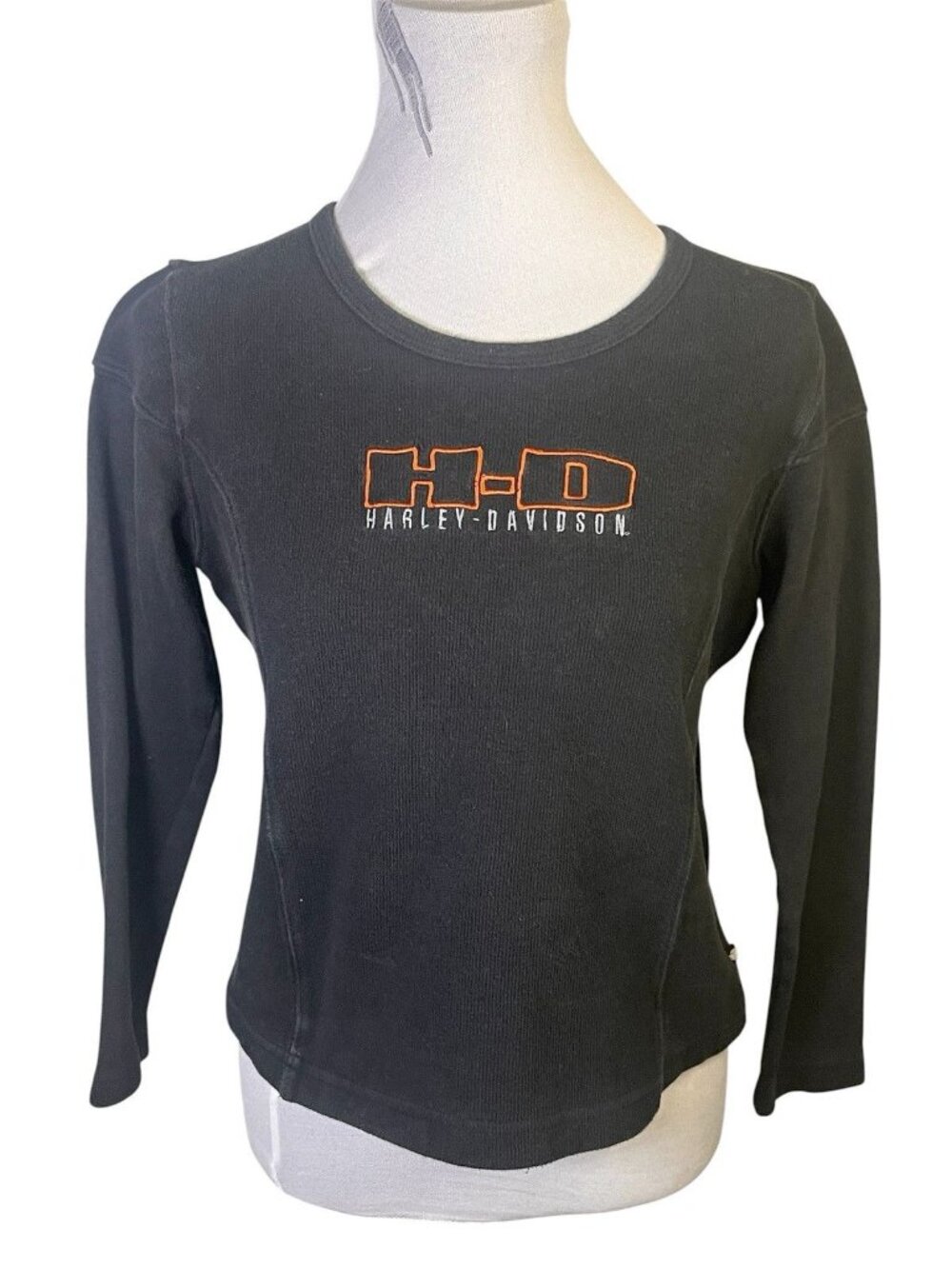 Vintage Harley Davidson Shirt Women Sz M Embroidered Black Pseudo Transformation